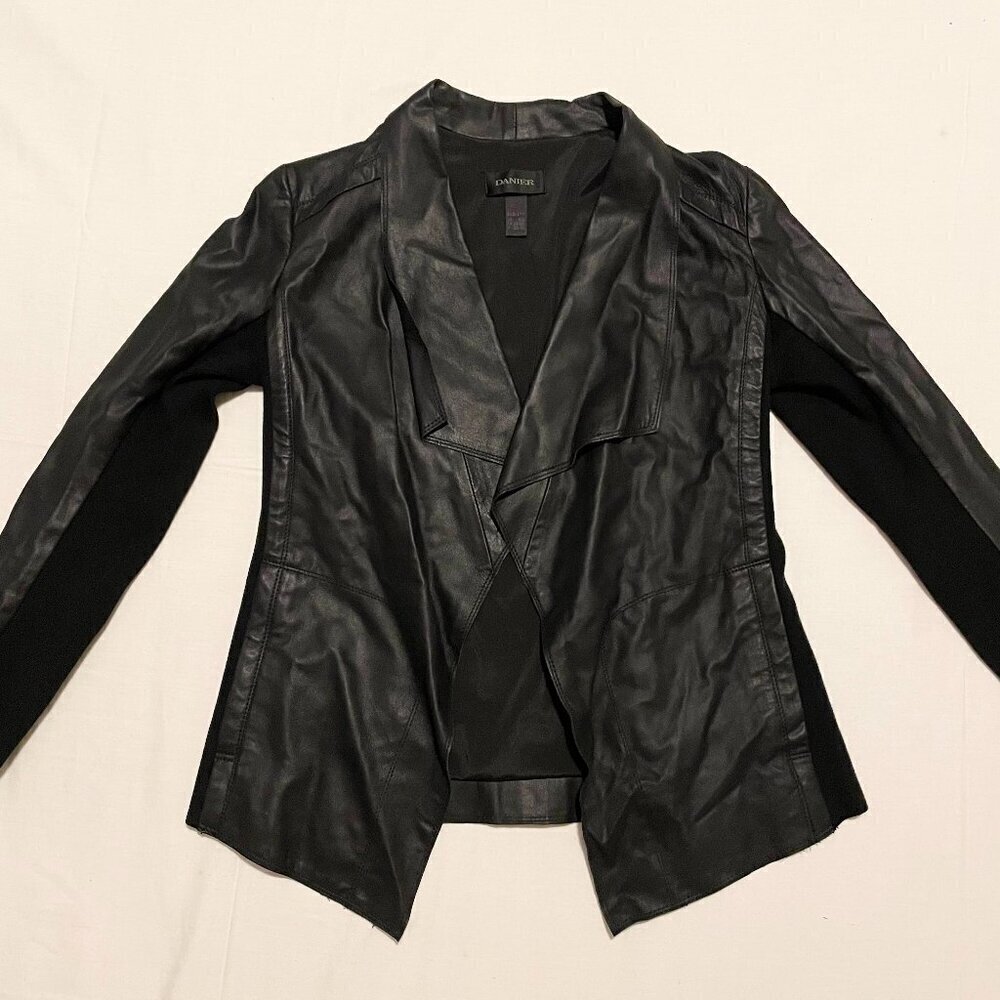 Danier Leather Blazer Jacket Womens 2XS Black